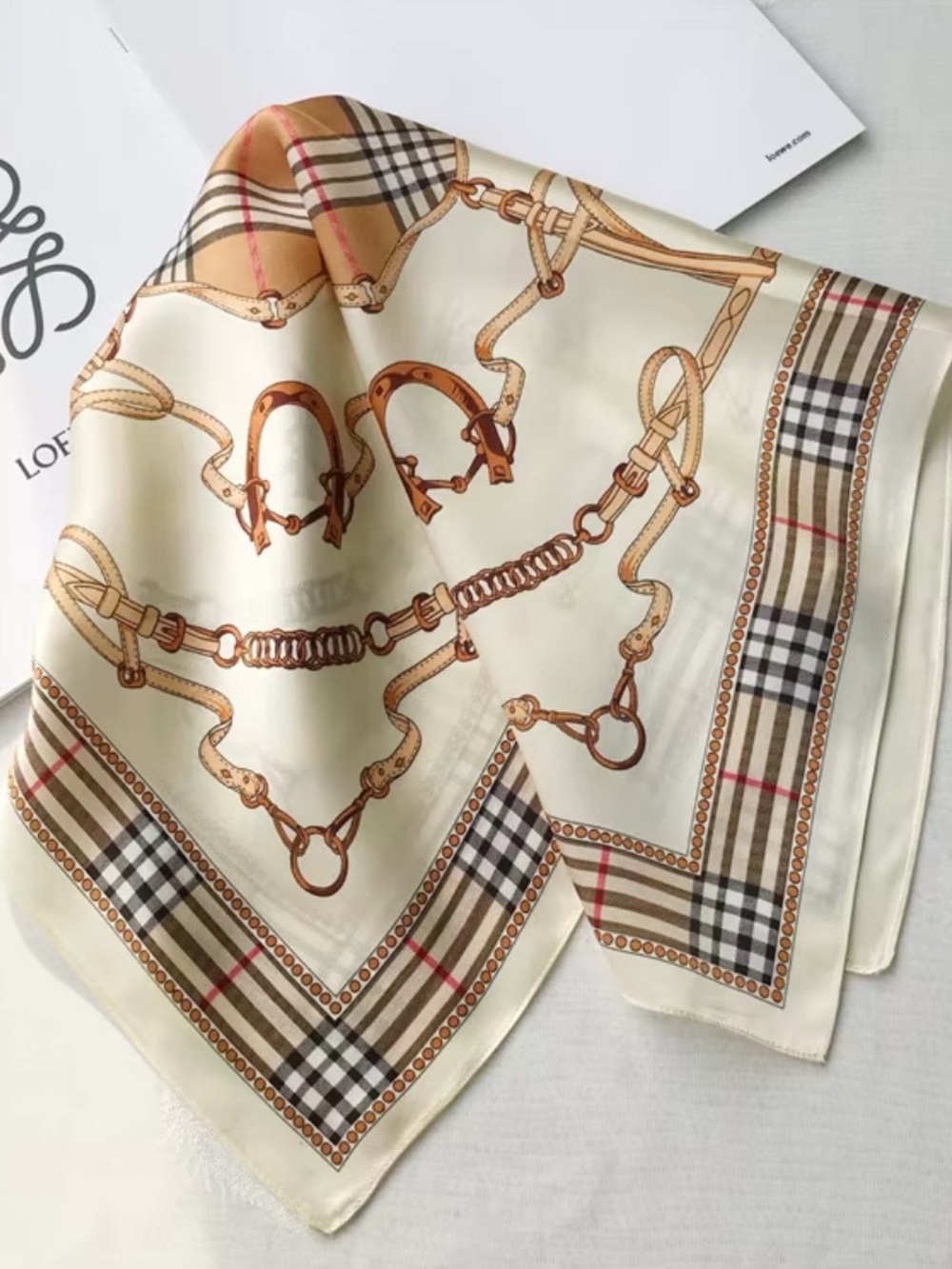 100% Silk Hair Tie Elegant Small Vintage Style Retro Head Neck Printed Scarf